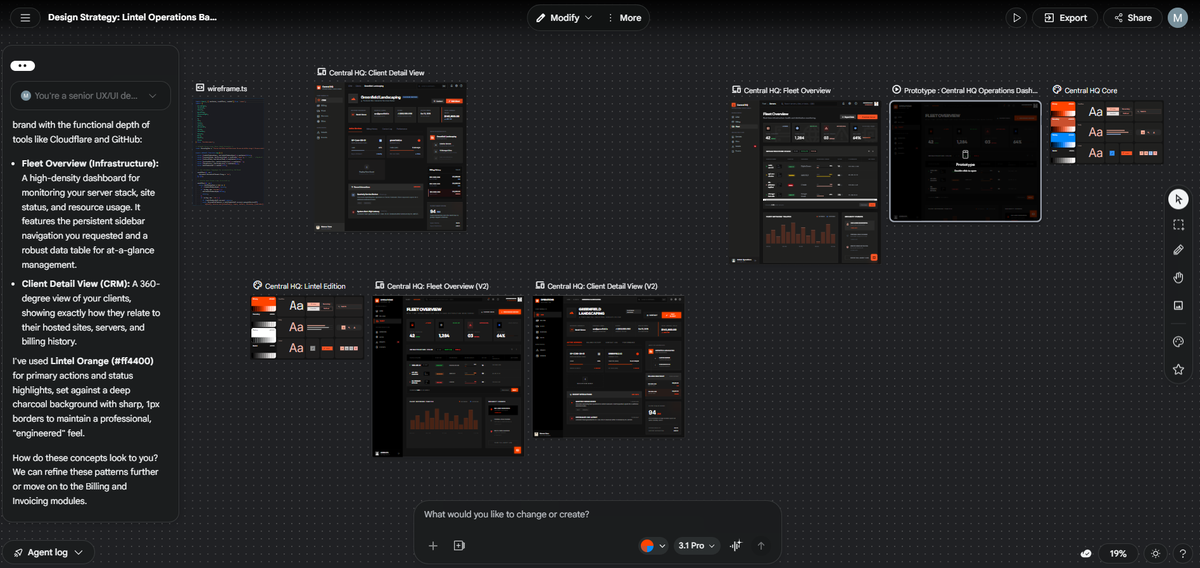 A screenshot of the Google Stitch ui